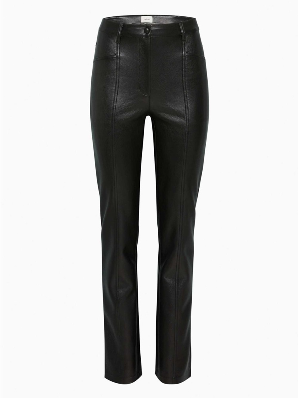 Aritzia Wilfred Rebel Vegan Leather Pants Black High Rise Straight Leg Size 0 - Picture 10 of 16